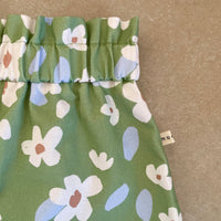 Paperbag Shorts Green Bloom