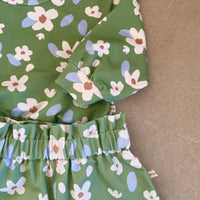 Paperbag Shorts Green Bloom
