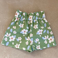 Paperbag Shorts Green Bloom