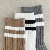 Crew Socken mit Kontrast-Streifen