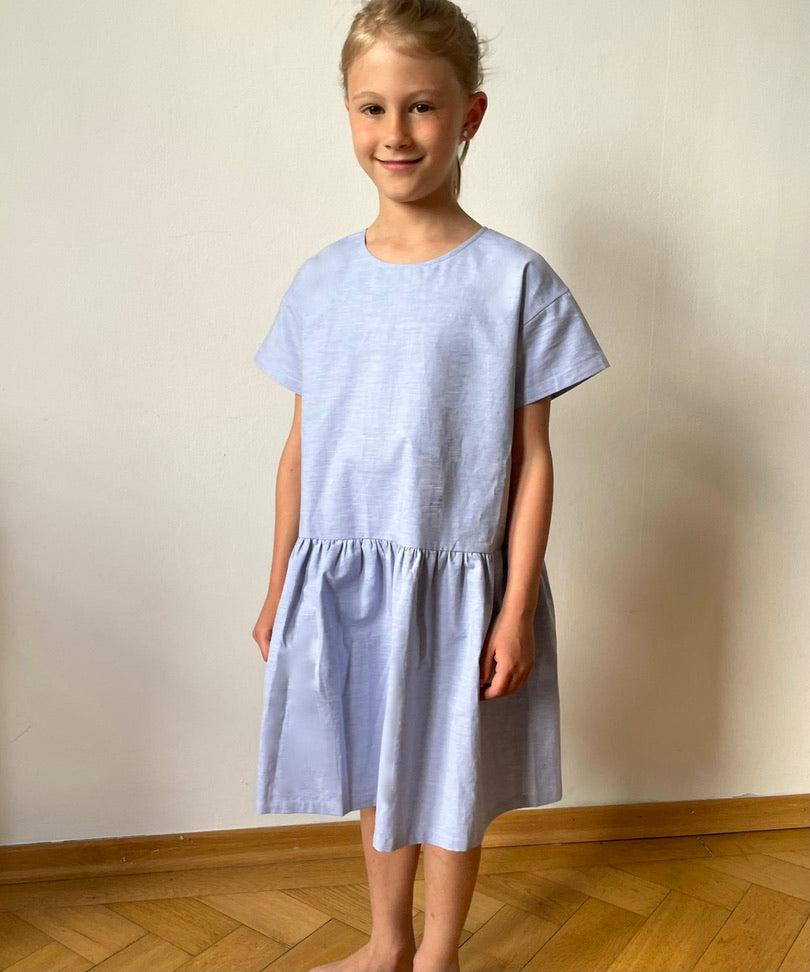 Kurzarm-Kleid Chambray