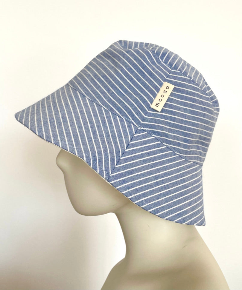 Bucket Hat - Skyblue Stripes  - wendbar