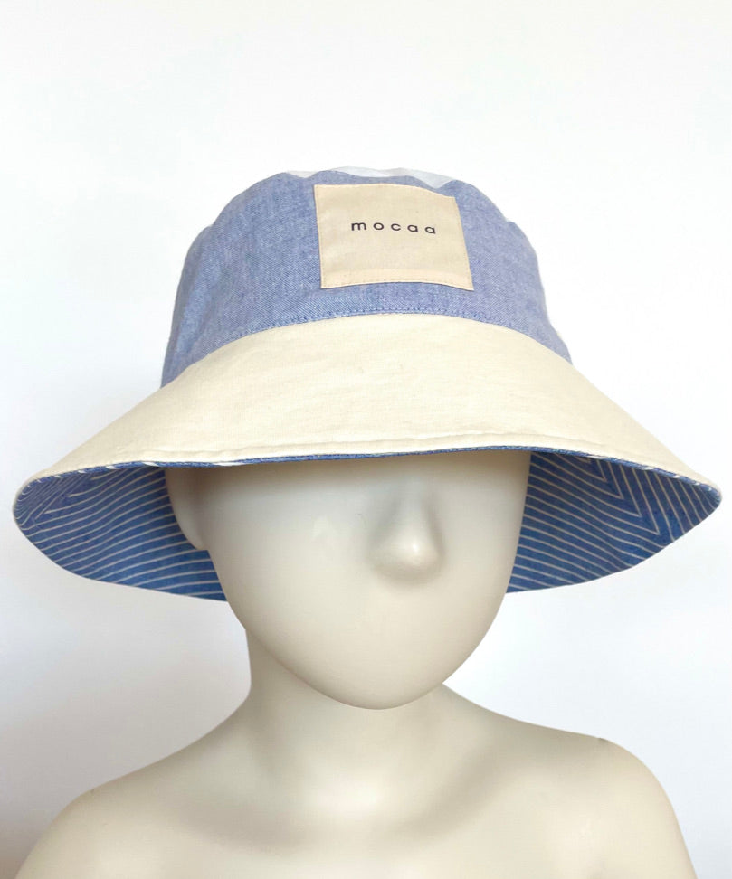 Bucket Hat - Skyblue Stripes  - wendbar