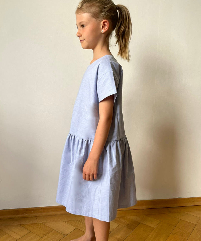 Kurzarm-Kleid Chambray