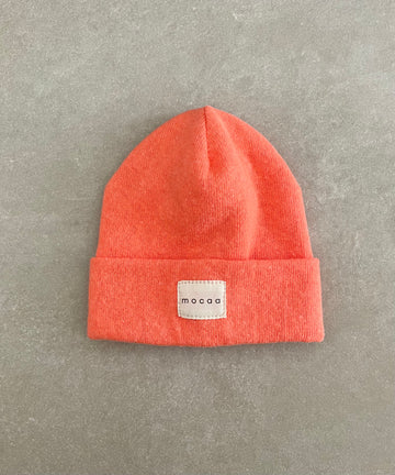 Strick-Jersey Mütze Coral